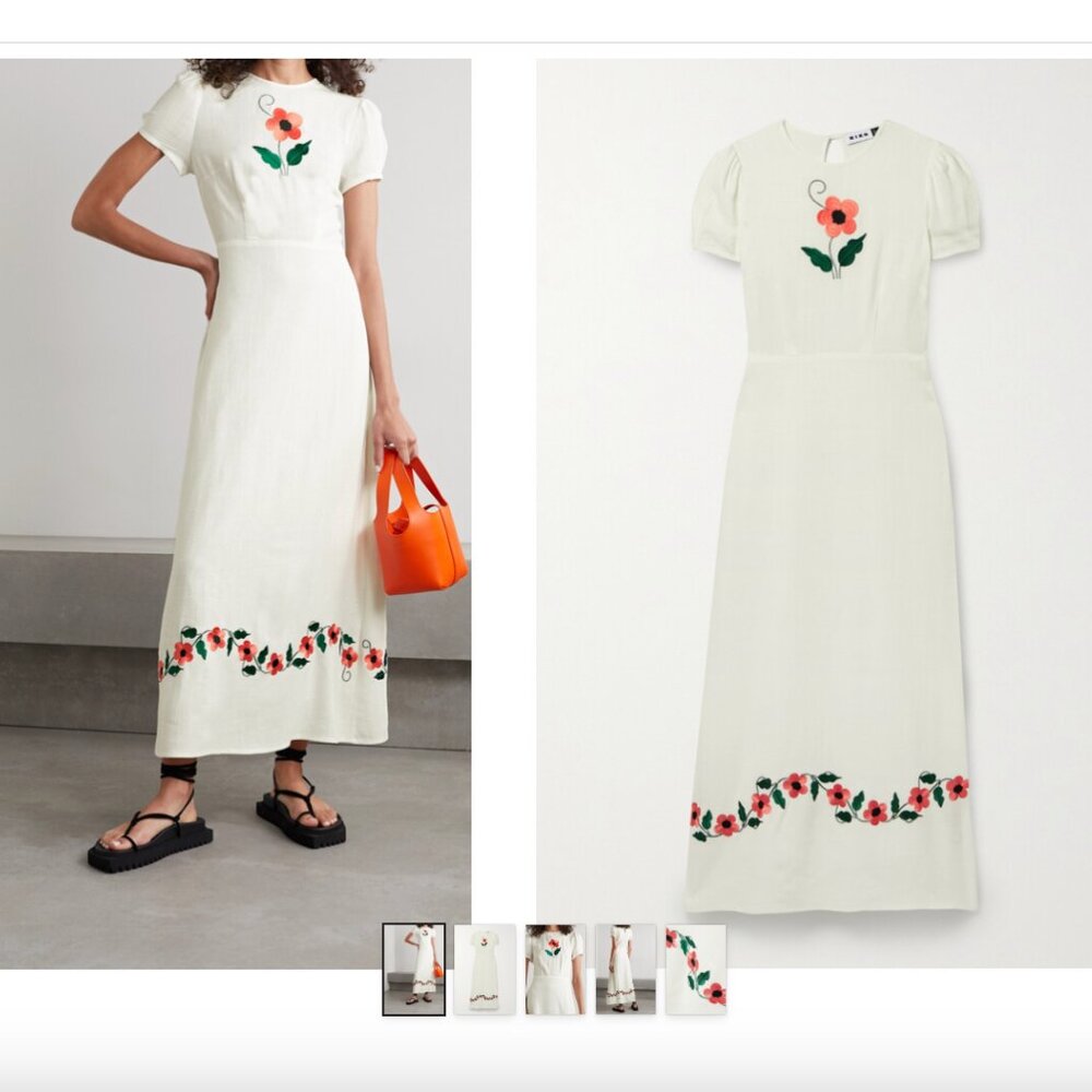 Rixo Aurelia Embroidered Voile Maxi Dress - White